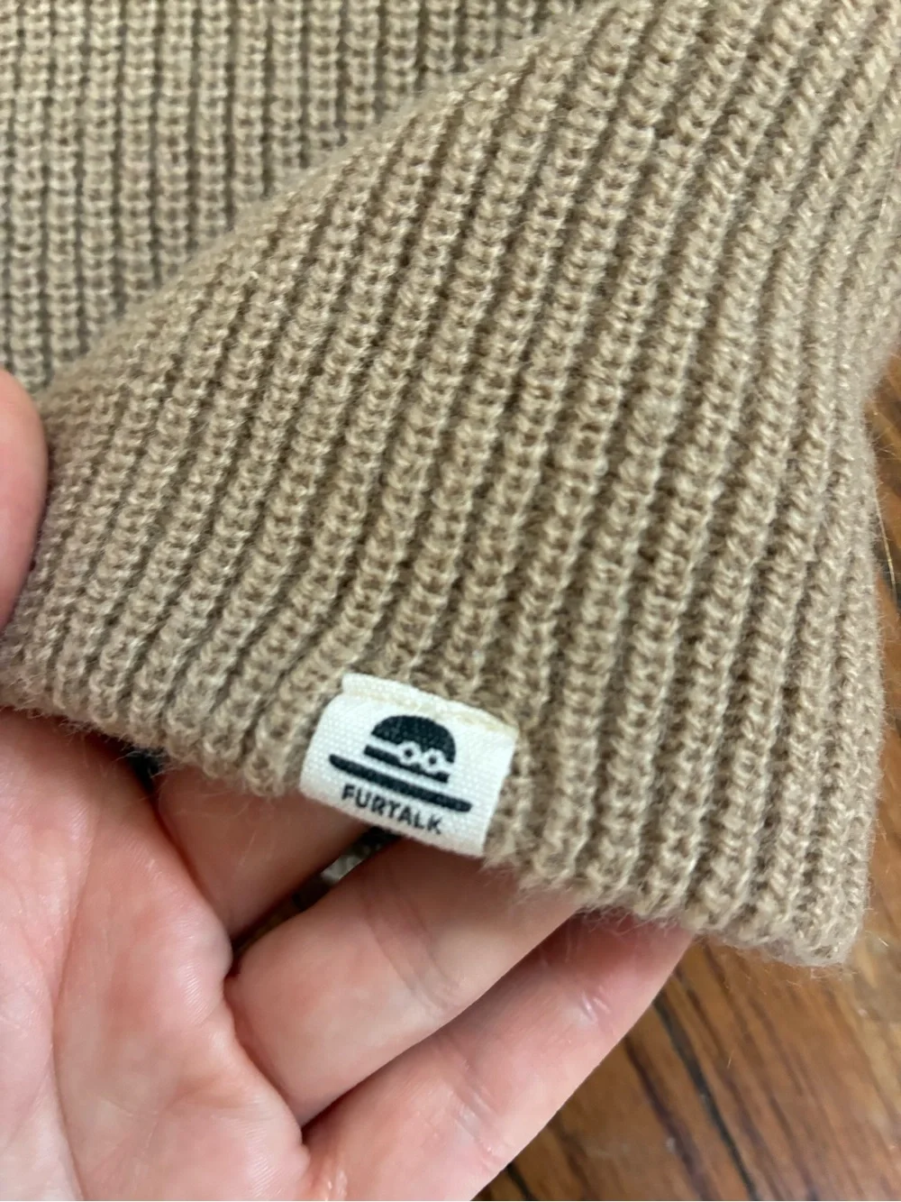 Furtalk Kids Beige Knit Bear Ear Beanie